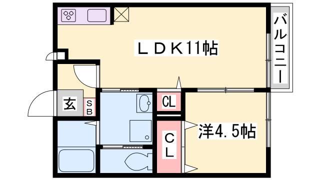 タウンコート大同(1LDK/2階)の間取り写真