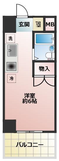 和貢ハイム(ワンルーム/3階)の間取り写真