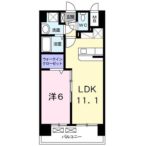 グランデスカイ空港南(1LDK/5階)の間取り写真