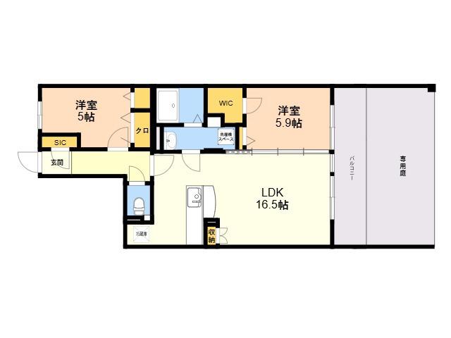 ハッピネス若葉台2(2LDK/1階)の間取り写真