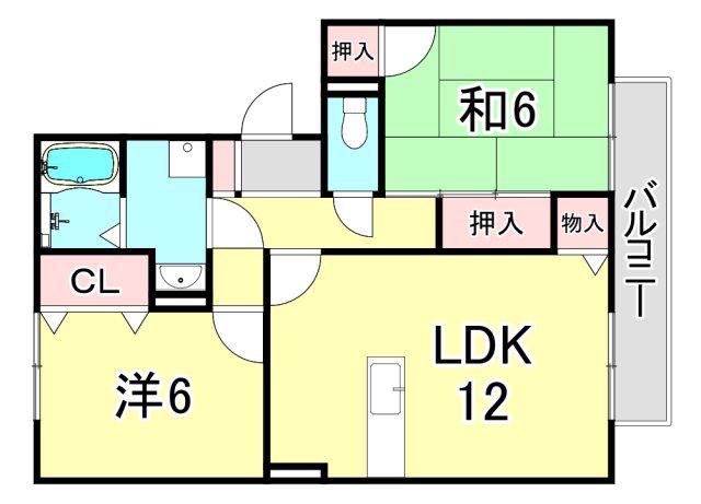 アビタシオン仁川II(2LDK/2階)の間取り写真
