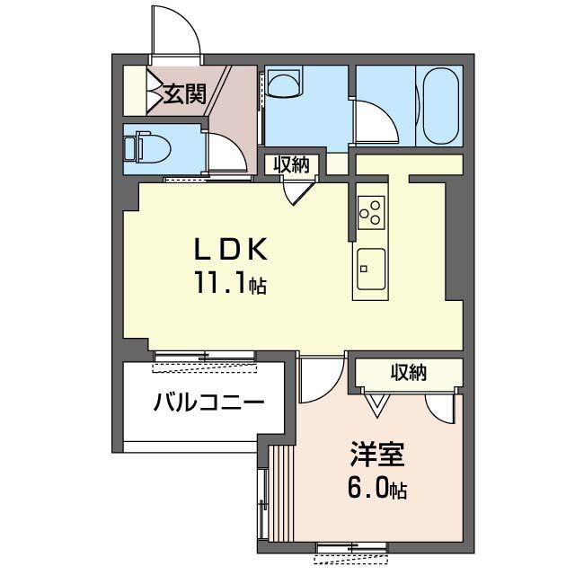 プロードエルモ鳳(1LDK/2階)の間取り写真
