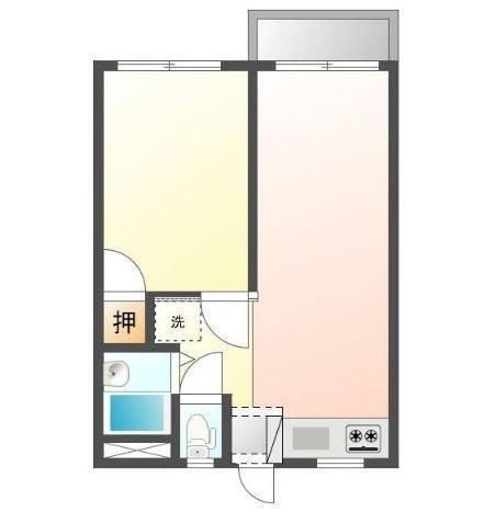 コーポ安西(1LDK/2階)の間取り写真