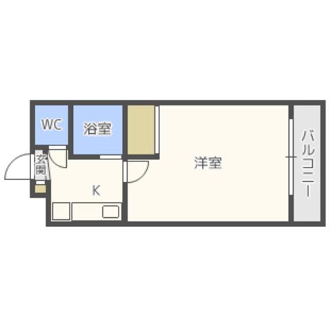 ハッピネス大濠(1K/3階)の間取り写真