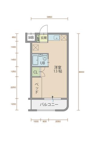 エクレール90(1K/4階)の間取り写真