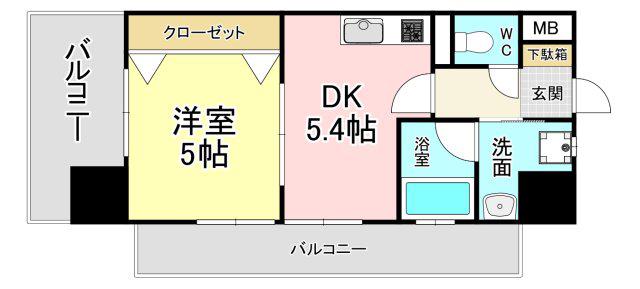 ルークス紅梅(1DK/7階)の間取り写真