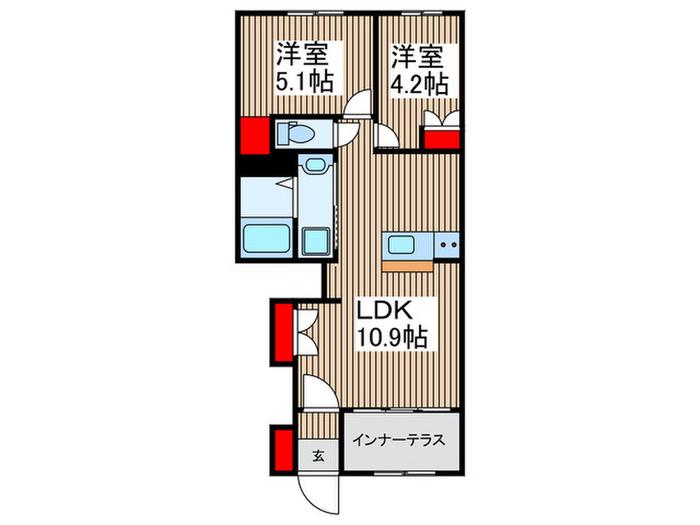 MOKA(2LDK/1階)の間取り写真