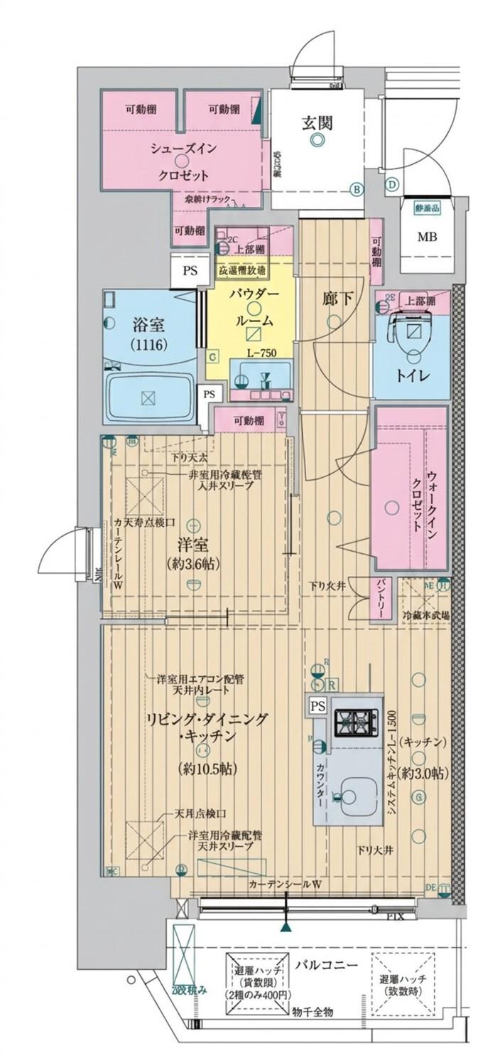 ファーストフィオーレ新町ファジスタ(1LDK/10階)の間取り写真