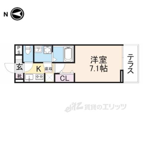 ラ・ステラ学園前(1K/1階)の間取り写真