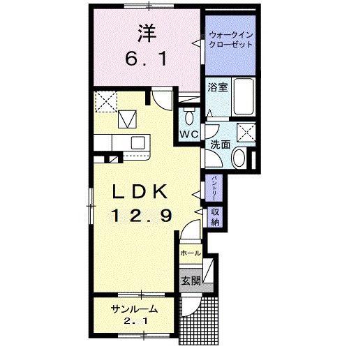シャ・ノワールII(1LDK/1階)の間取り写真