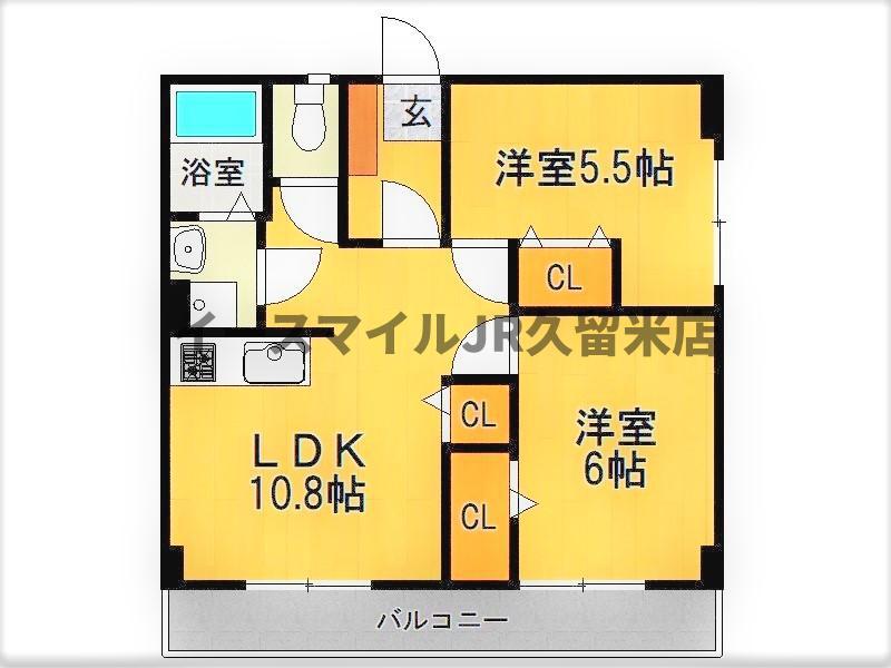 組坂ビル8(2LDK/3階)の間取り写真
