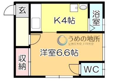 新屋アパート(1K/2階)の間取り写真