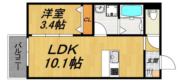 LECOCON 弥富IV(1LDK/2階)の間取り写真