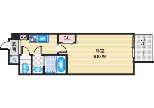 ロイス茨木奈良町(1K/2階)の間取り写真