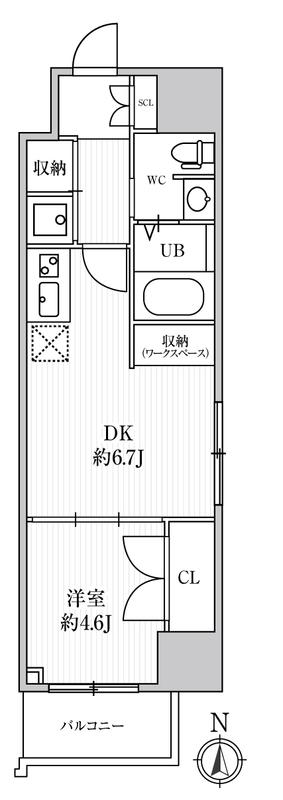 CAVANAYOTSUYA カバナ プラス ヨツヤ(1DK/11階)の間取り写真