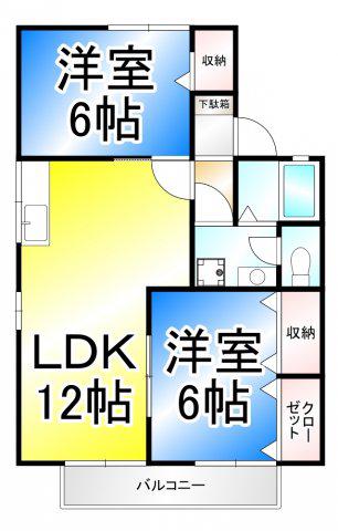 セジュール8たなか(2LDK/1階)の間取り写真
