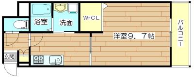 高槻ハイム(1K/2階)の間取り写真