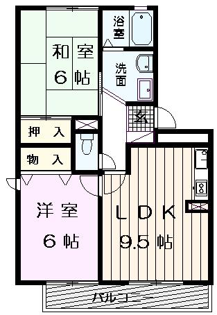パークハウス1番館(2DK/2階)の間取り写真