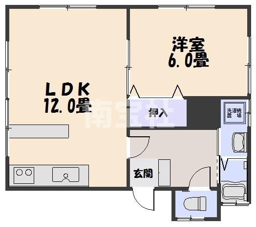 リバーサイトS(1LDK/1階)の間取り写真
