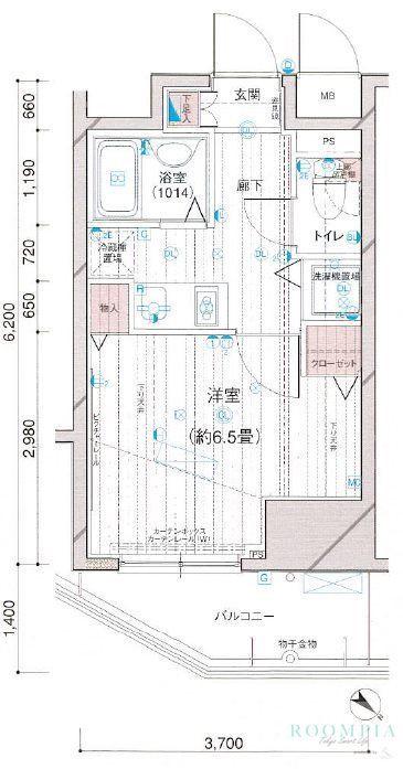 メインステージ五反田駅前(1K/12階)の間取り写真