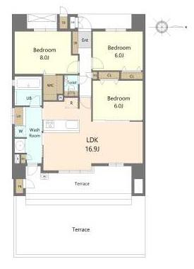 S-RESIDENCE愛宕サウス(3LDK/4階)の間取り写真