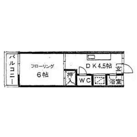 コーポ上野(1DK/2階)の間取り写真