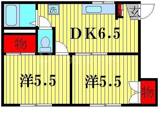 南柏パインヒル(2DK/1階)の間取り写真