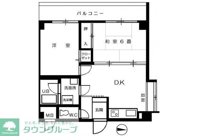関東バス高井戸ハイツ(2DK/5階)の間取り写真