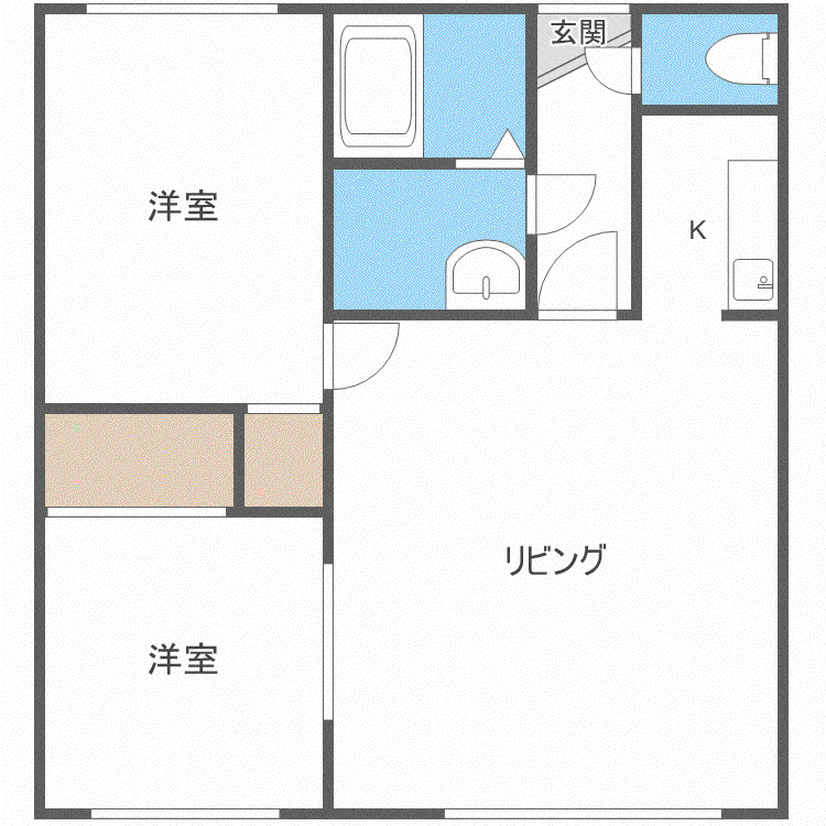 クチュールK54(2LDK/1階)の間取り写真