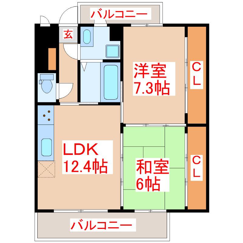 セレニティ(2LDK/5階)の間取り写真