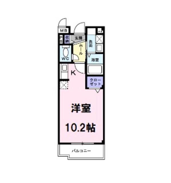 プリムローズ Ⅱ(1K/2階)の間取り写真