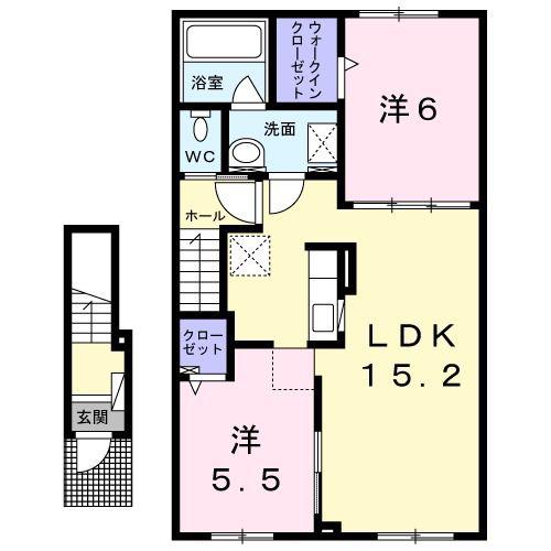 ステーション・ヒルズI(2LDK/2階)の間取り写真