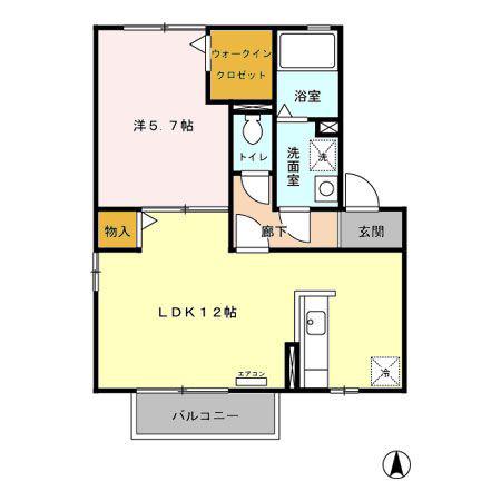 アーク・リヴェールA(1LDK/2階)の間取り写真