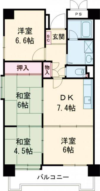 アークハイム新潟(4DK/5階)の間取り写真