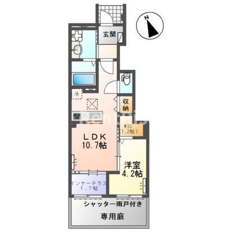 桜テラス(1LDK/1階)の間取り写真