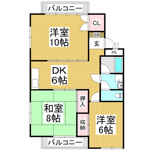 レジデンス共和(3DK/2階)の間取り写真
