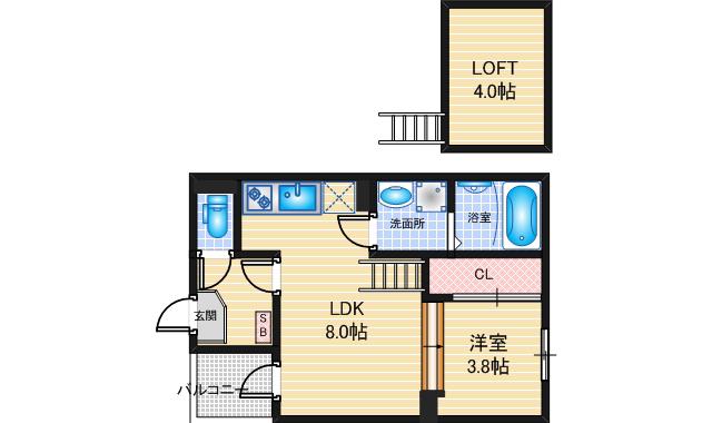 Y&C高畑(1SLDK/1階)の間取り写真