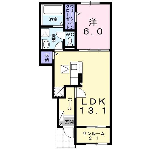 ヴィラベルディII(1LDK/1階)の間取り写真