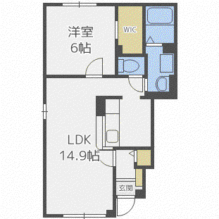 フィールドSKII(1LDK/1階)の間取り写真