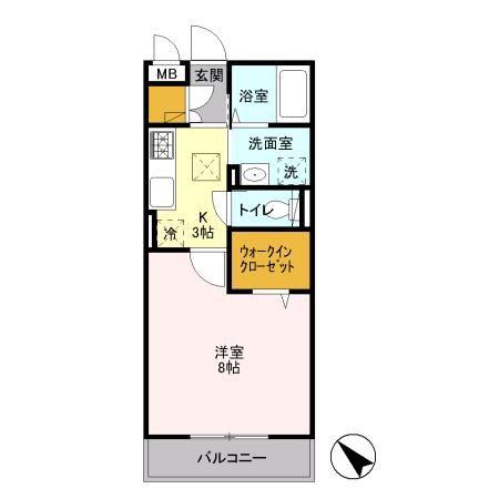 D-ROOM AKI(1K/1階)の間取り写真
