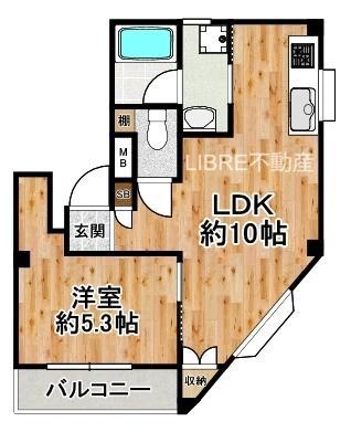 鳳マンション(1LDK/3階)の間取り写真