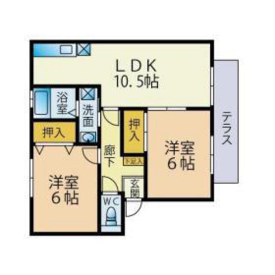サンガーデン笹原A棟(2LDK/1階)の間取り写真