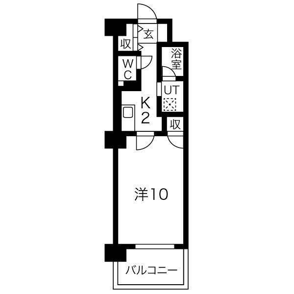 クレール北10条(1K/11階)の間取り写真
