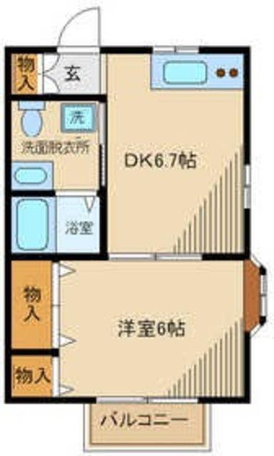 プランタニエール(1DK/1階)の間取り写真