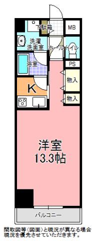 リバティ梅香(1K/4階)の間取り写真
