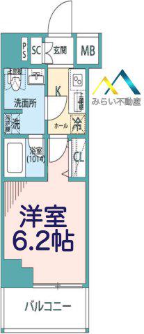 プレール・ドゥーク横濱子安(1K/3階)の間取り写真