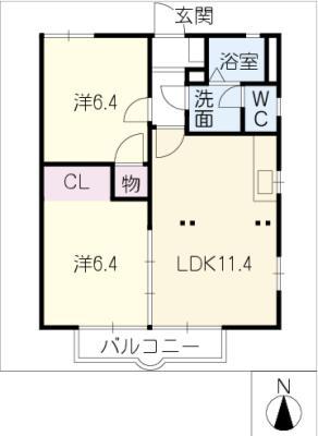 グリーンステージ東山 D(3DK/1階)の間取り写真