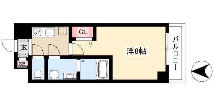 エスリード上前津エアスタ(1K/9階)の間取り写真