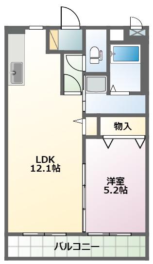 GLANZ C(1LDK/1階)の間取り写真