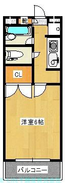スペックス水前寺東(1K/2階)の間取り写真